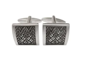 Square Metal Chevron Mesh Design Cufflinks