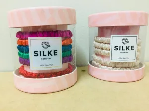 The Original SILKE London Hair Ties Bouquet Powder - Mix & Champagne! 100% Silk! These retail for over $50 each set!