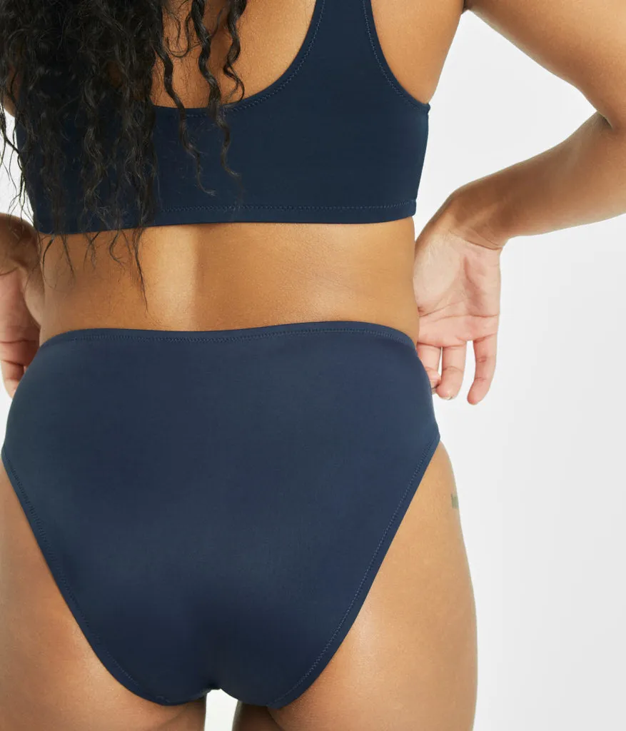 The Plunge Bralette & High Waist Swim Bundle: Navy