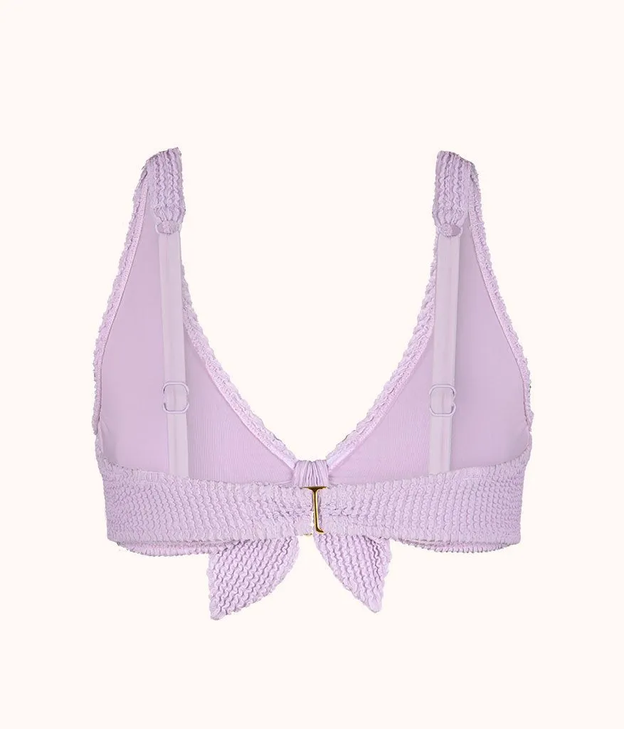 The Swim Ruched Plunge Bralette: Lilac