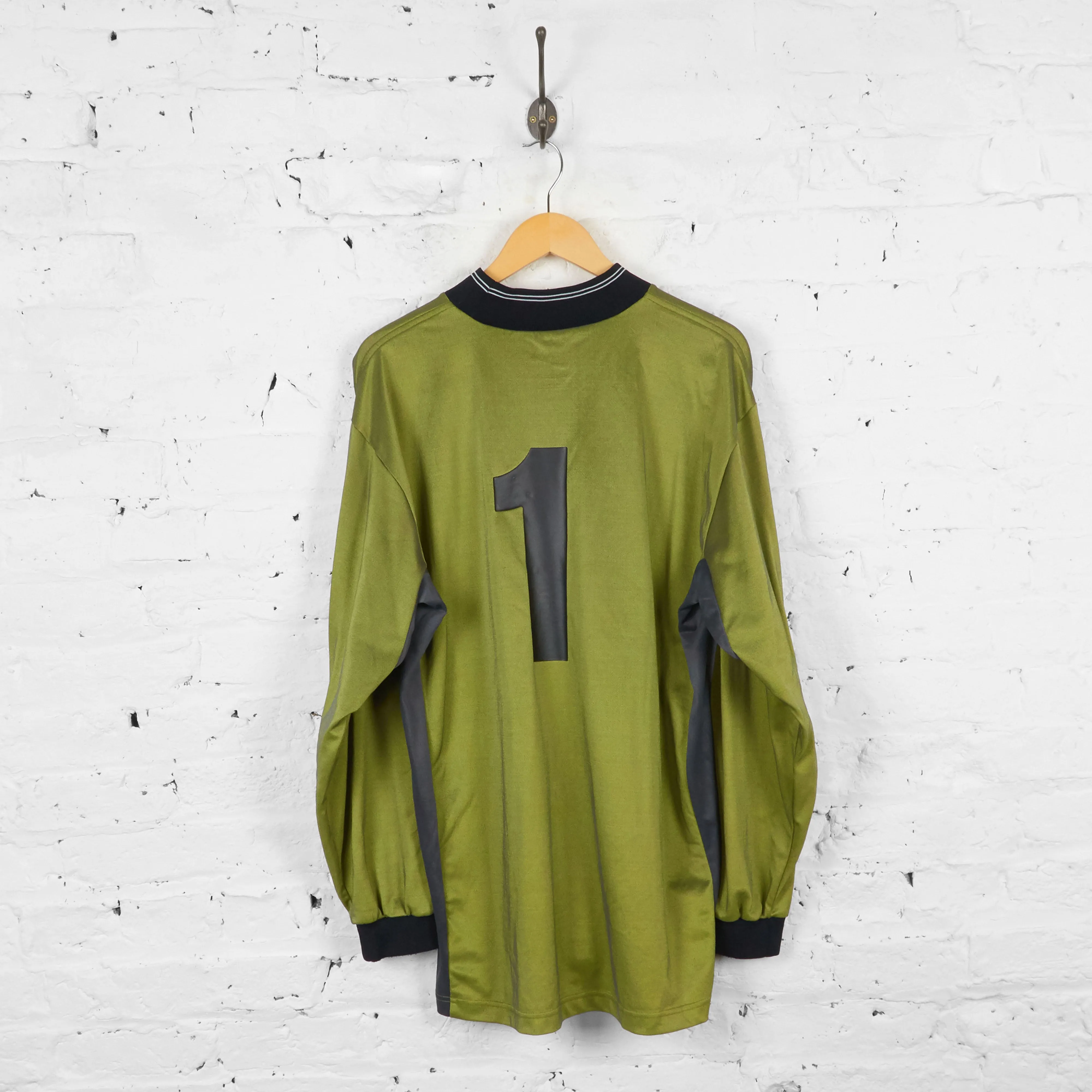 Vintage Nike 90s Goalkeeper Football Shirt - Green/Gold - L