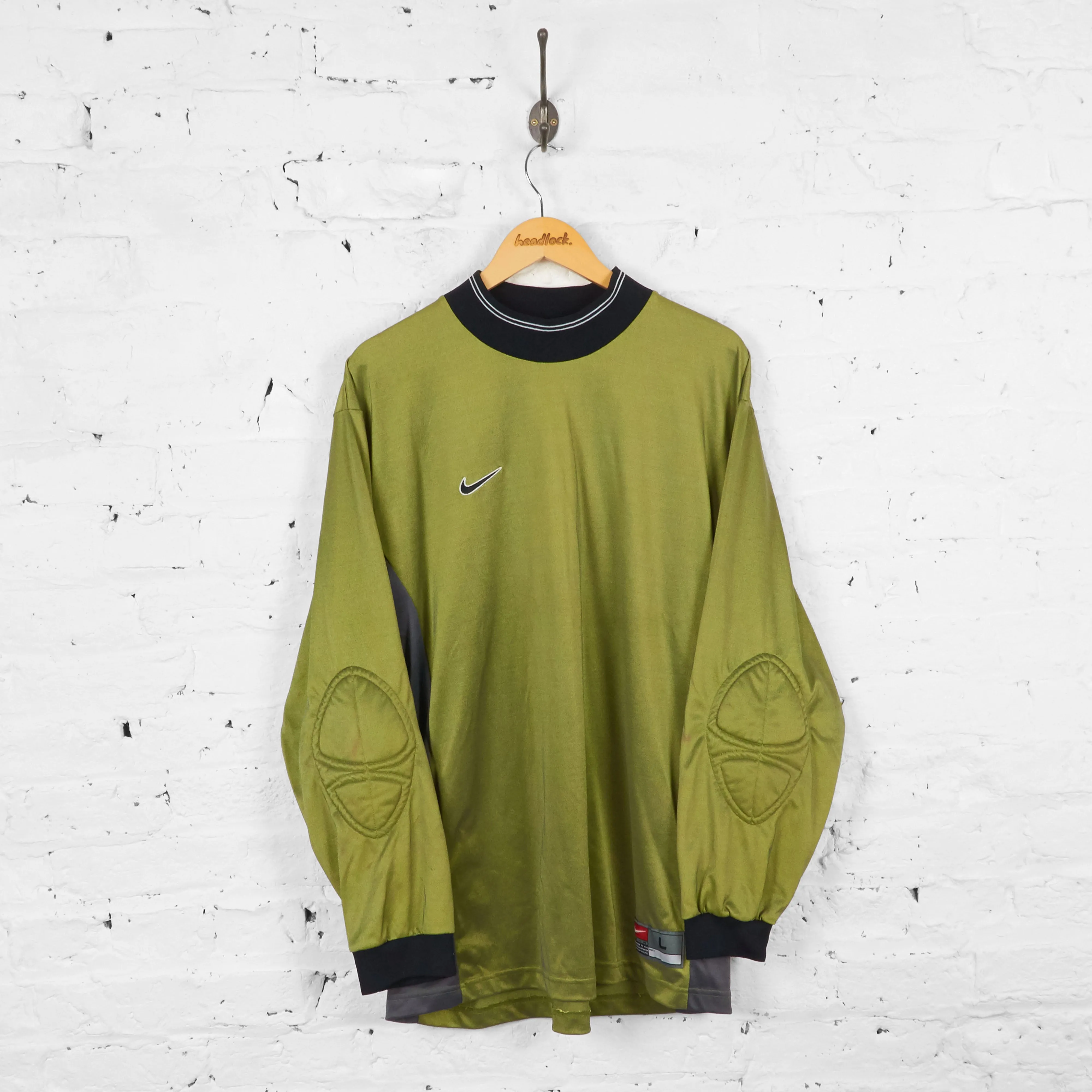 Vintage Nike 90s Goalkeeper Football Shirt - Green/Gold - L