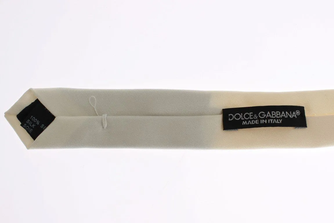 White Solid Silk Skinny Tie