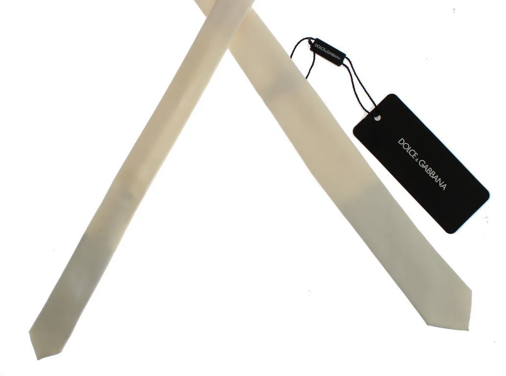 White Solid Silk Skinny Tie