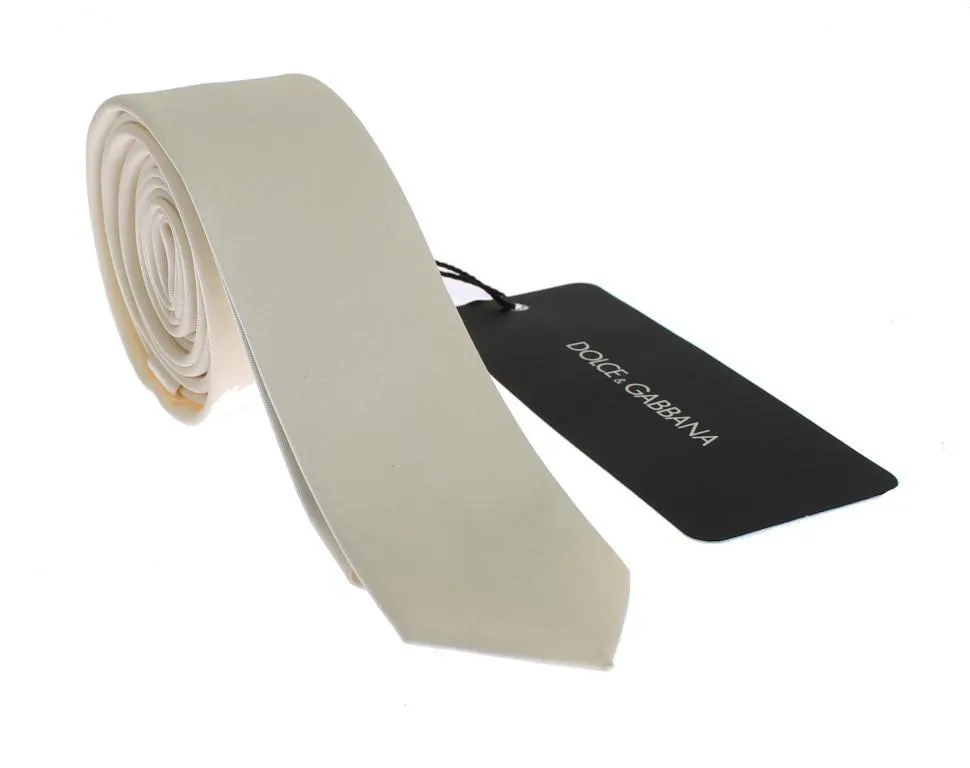 White Solid Silk Skinny Tie