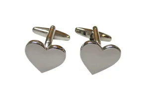 White Toned Heart Love Wedding Cufflinks