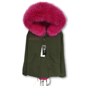 Women Winter Army Green Jacket Coats Thick Parkas Plus Size Real Fur Collar Hooded Outwear