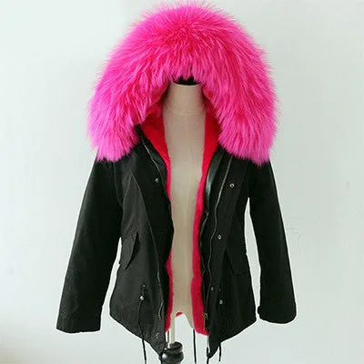 Women Winter Army Green Jacket Coats Thick Parkas Plus Size Real Fur Collar Hooded Outwear
