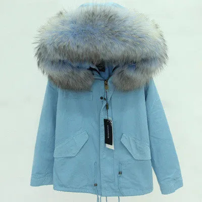 Women Winter Army Green Jacket Coats Thick Parkas Plus Size Real Fur Collar Hooded Outwear