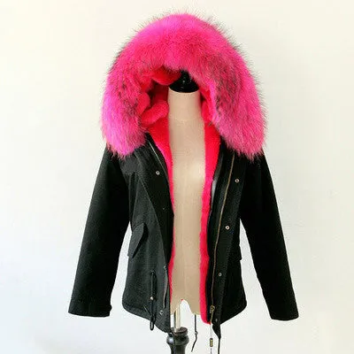 Women Winter Army Green Jacket Coats Thick Parkas Plus Size Real Fur Collar Hooded Outwear