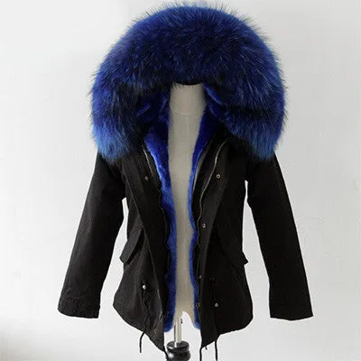 Women Winter Army Green Jacket Coats Thick Parkas Plus Size Real Fur Collar Hooded Outwear