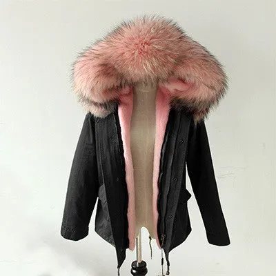 Women Winter Army Green Jacket Coats Thick Parkas Plus Size Real Fur Collar Hooded Outwear