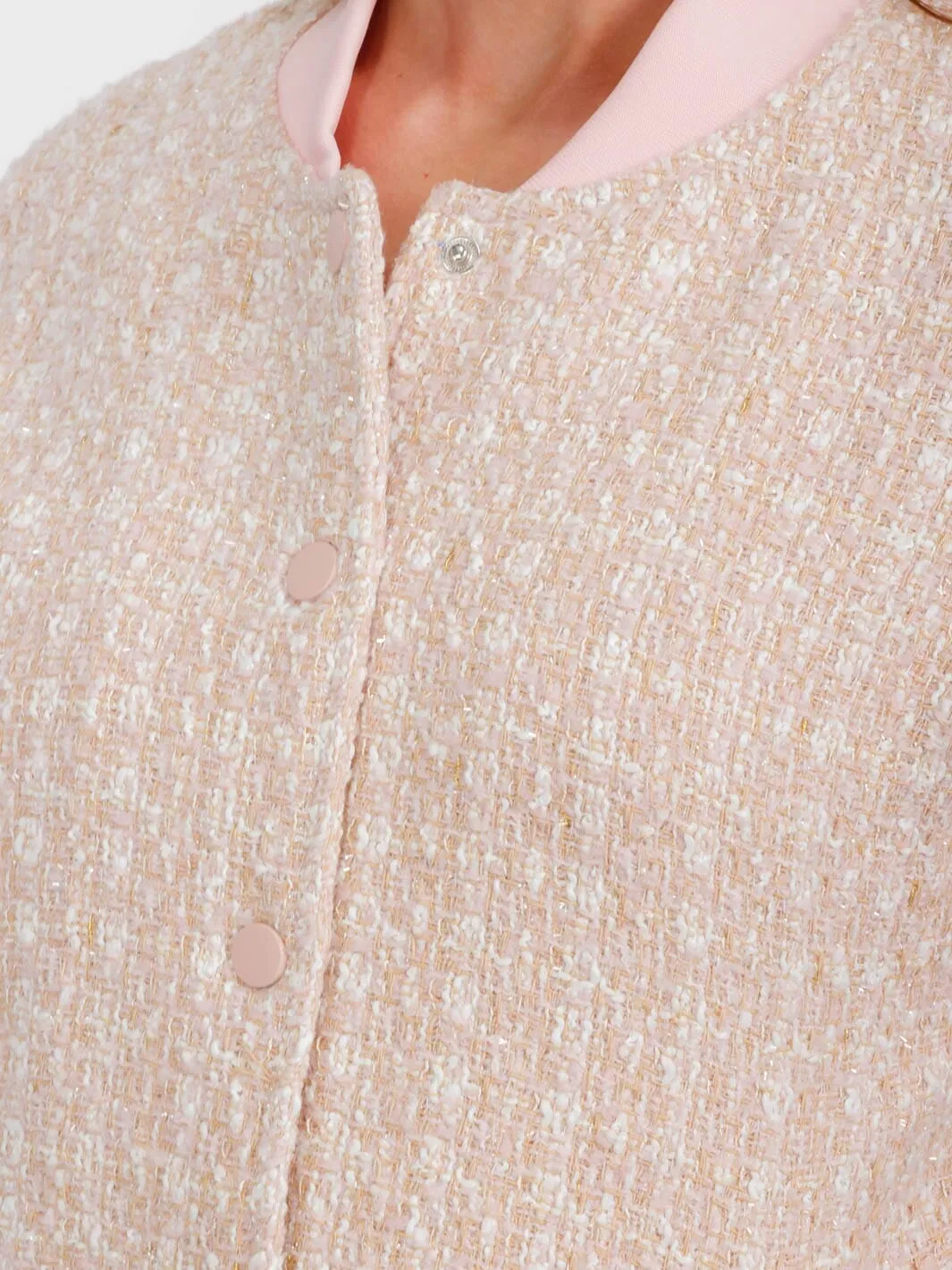 WOMEN'S LONG SLEEVE BUTTON UP POCKETS TWEED JACKET